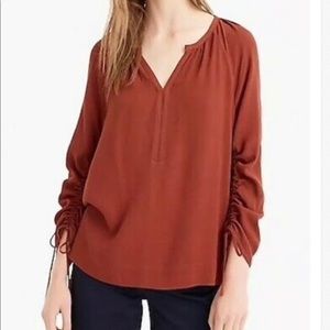 JCREW Point Sur drapey open V-neck top In Cinnamon